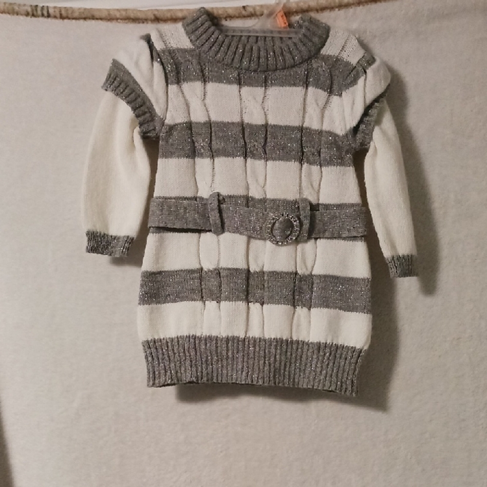 Little Lass Gray Sweater with Silver Accents